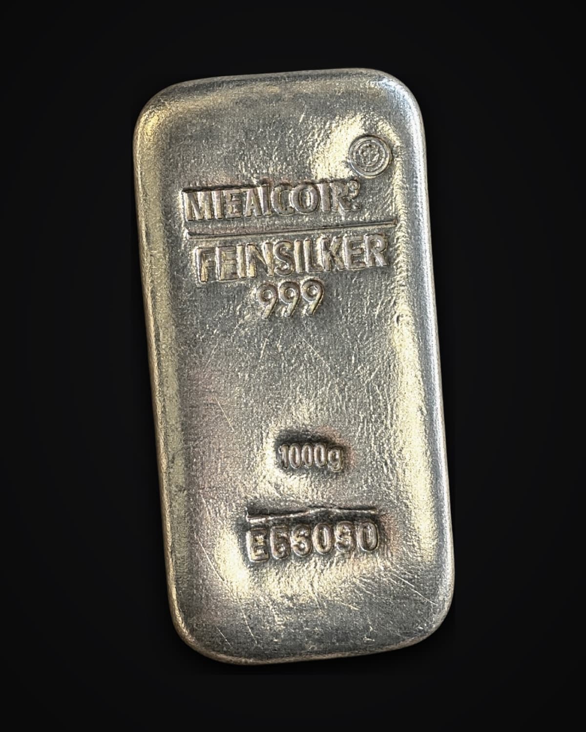 Cast silver bar stamped 999 fine silver