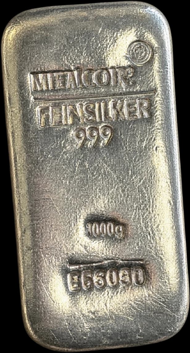 Cast silver bar stamped 999 fine silver