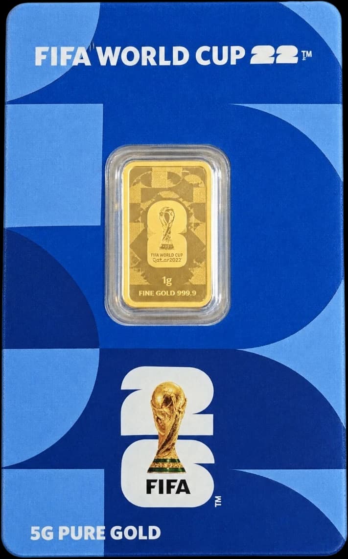 FIFA World Cup card with a sealed gold bar