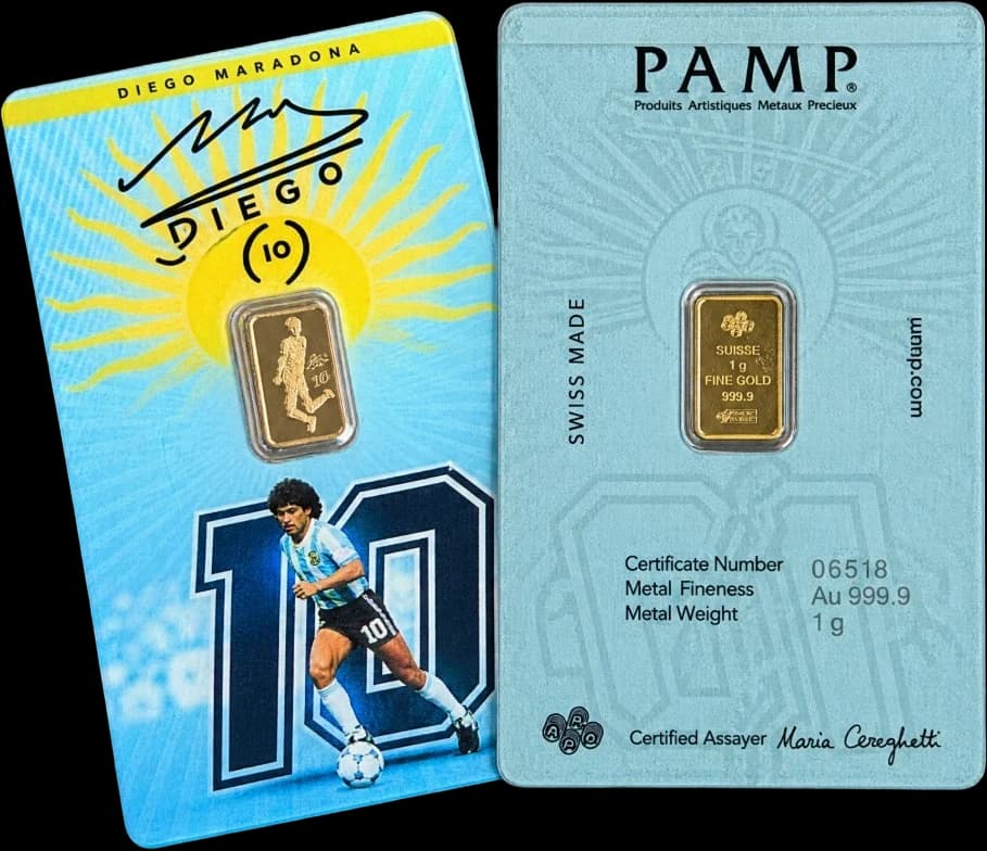 Two PAMP gold bar collector cards