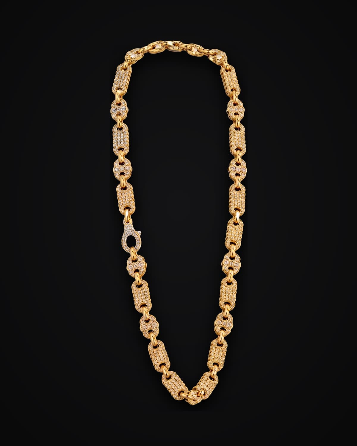 Gold fancy-link chain set with stones