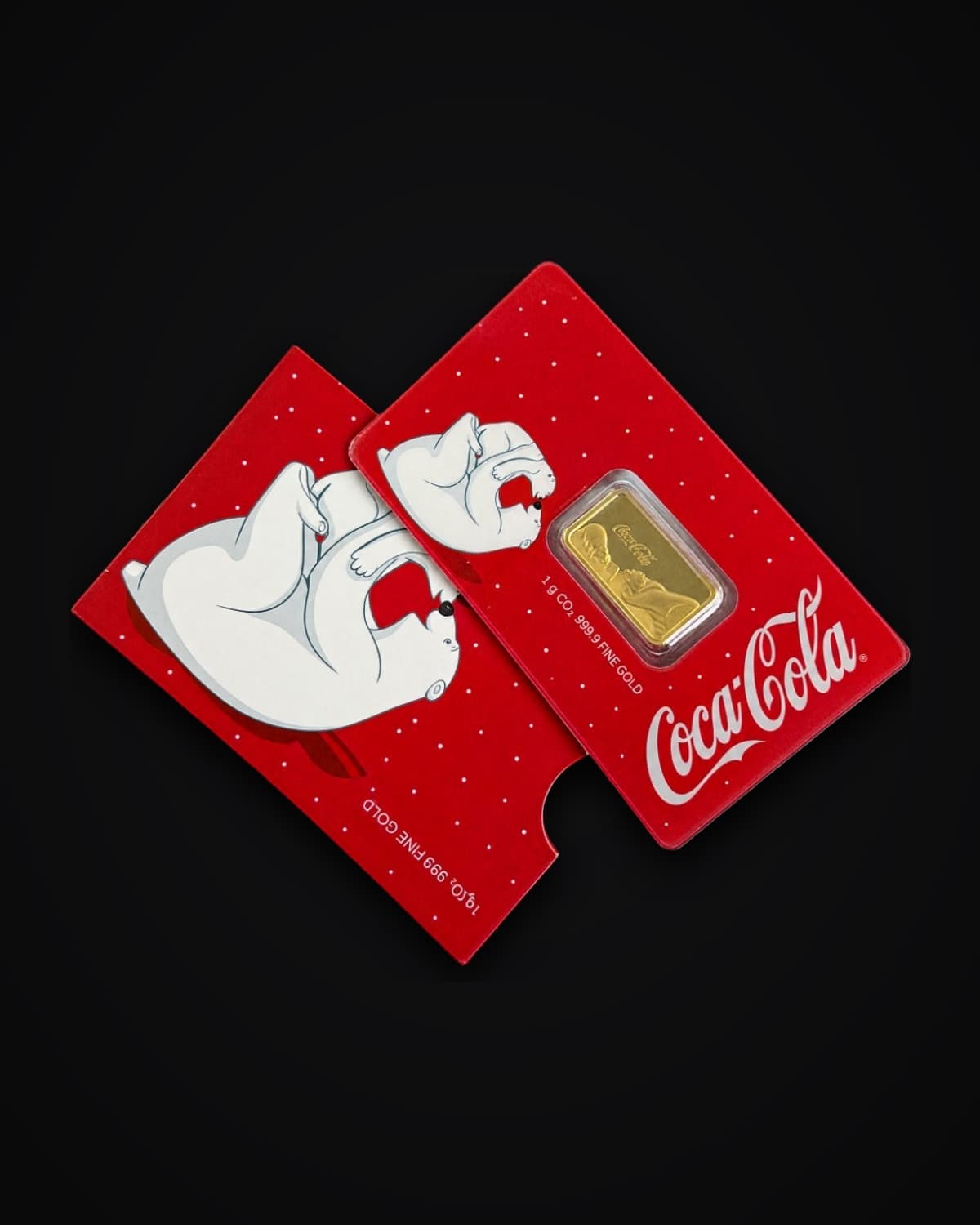 Coca-Cola collector card with a sealed gold bar