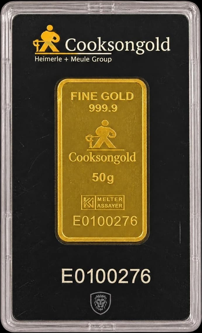Cooksongold fine gold bar sealed in its card