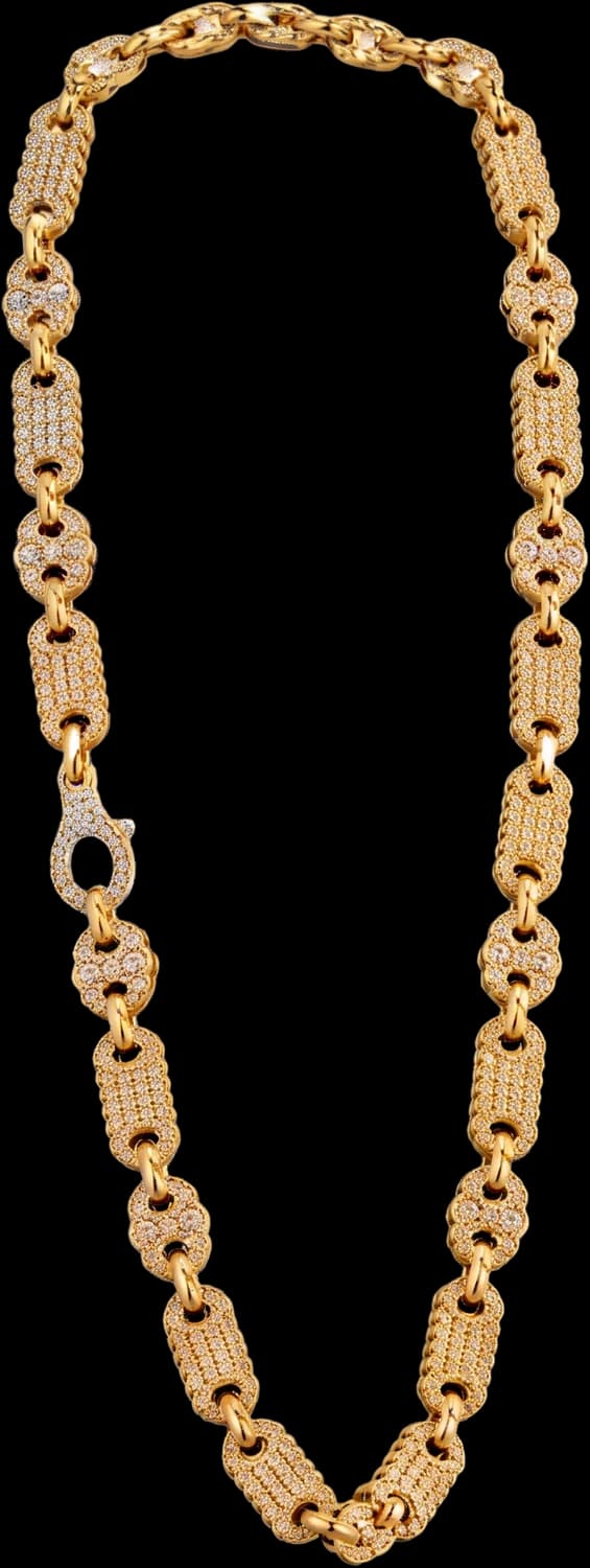 Gold fancy-link chain set with stones